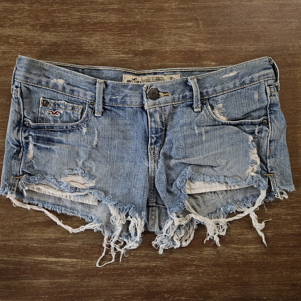 Y2K Hollister Distressed Blue Denim Shorts Vintage Size 5 Jean Shorts Holy Grail